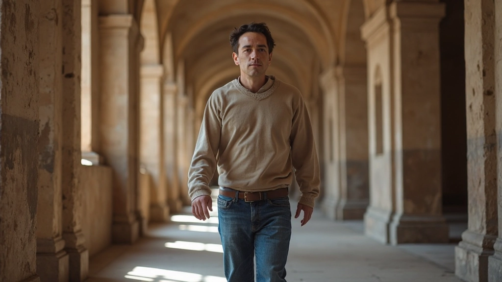 Профессиональное фото человека, изучающего метод дворца памяти и локусов в исторической архитектуре