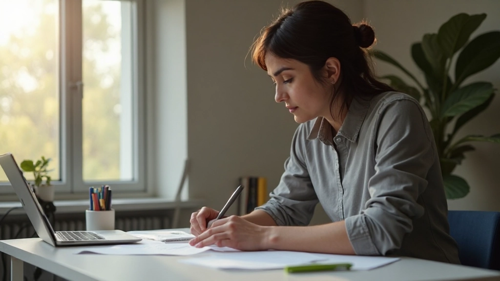 Профессиональное фото человека, активно изучающего материалы с концентрацией и памятью