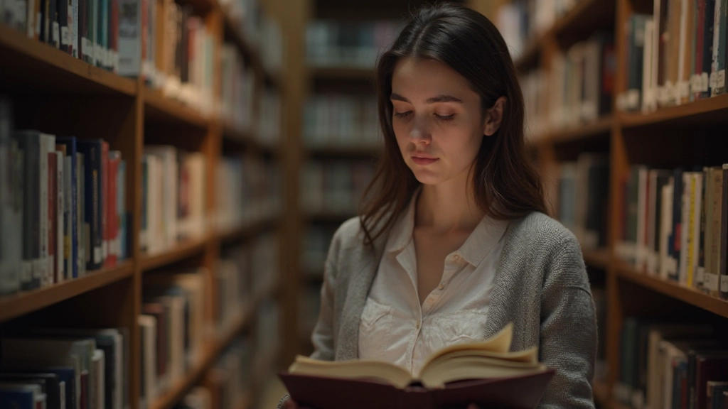 Профессиональная фотография библиотеки с книгами и человеком, исследующим информацию
