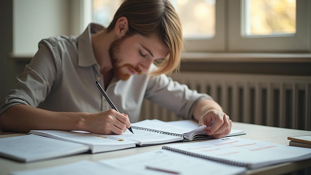 Человек делает заметки в планировщике с интервалами повторений