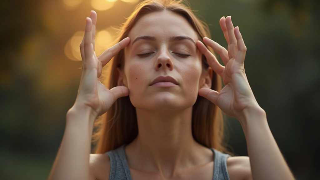 Женщина с закрытыми глазами визуализирует яркие цветные образы в уме